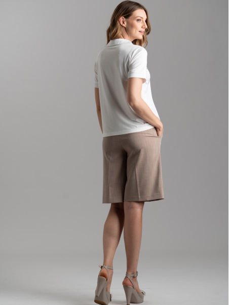 Camicia donna stile polo in due tessuti