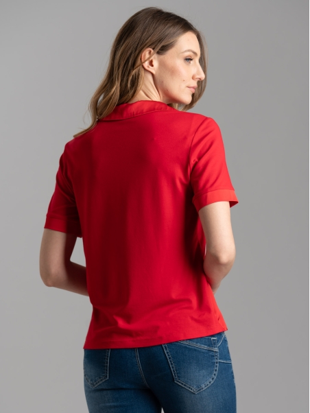 Camicia donna stile polo in due tessuti