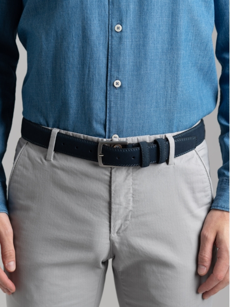 Cinturón masculino de ante con doble costura