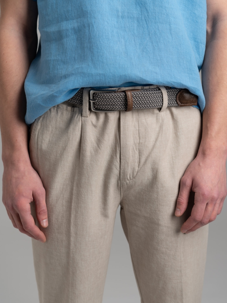 Cintura uomo in nastro elastico intrecciato bicolore