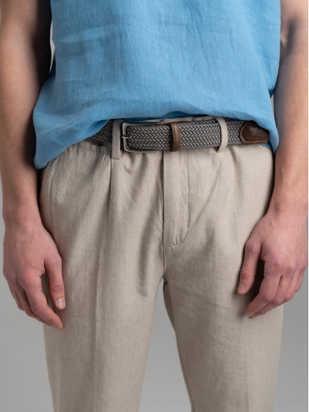 Cintura uomo in nastro elastico intrecciato bicolore