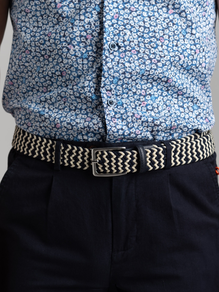Cintura uomo in treccia elastica multicolor