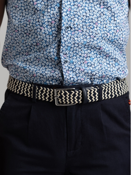 Cintura uomo in treccia elastica multicolor