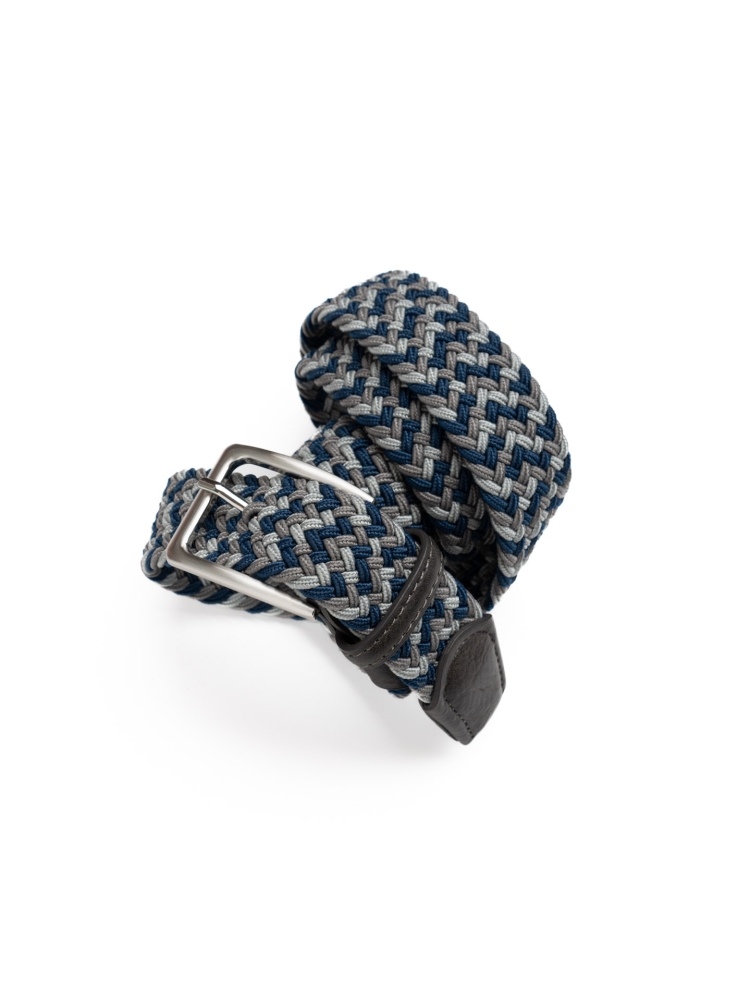 Cintura uomo in treccia elastica multicolor