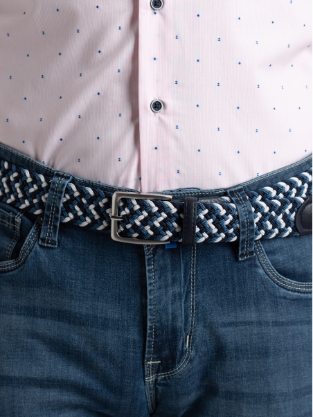Cintura uomo in treccia elastica multicolor