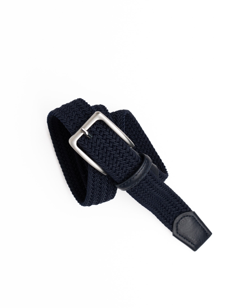 Cintura uomo blu in nastro elastico tinta unita