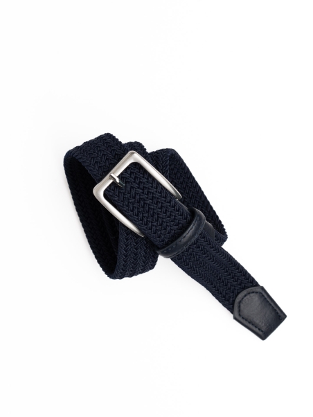 Cinturón de hombre azul en cinta elástica de color sólido