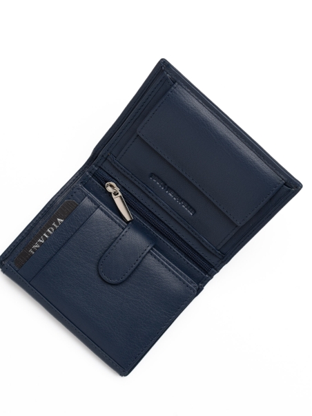 Portafoglio uomo compatto in pura pelle con zip interna