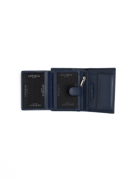 Cartera compacta de hombre en piel pura con cremallera interior 2