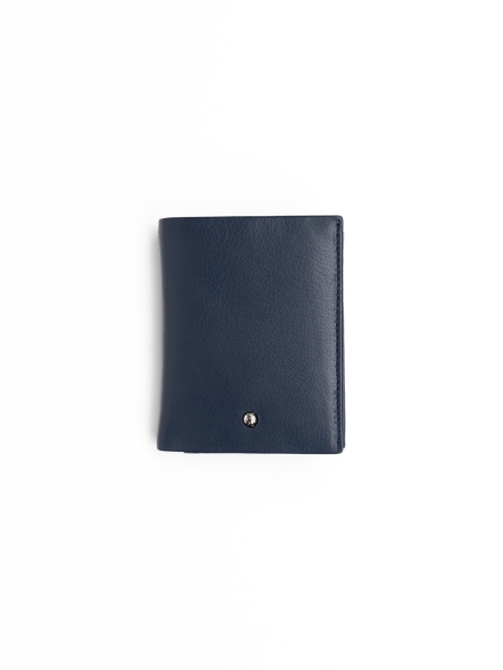 Cartera compacta de hombre en piel pura con cremallera interior