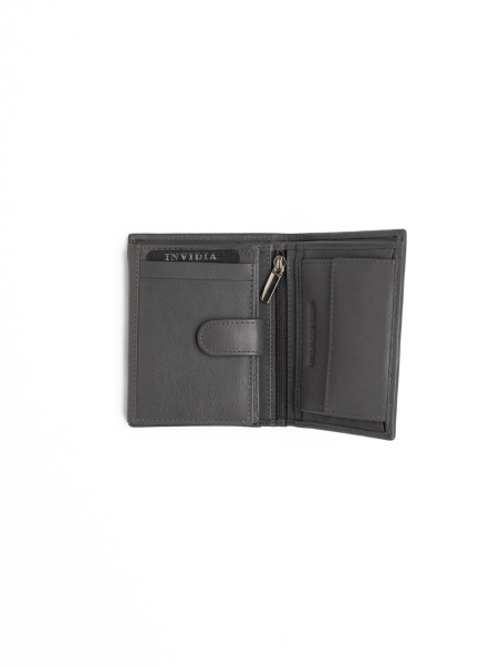 Cartera compacta de hombre en piel pura con cremallera interior