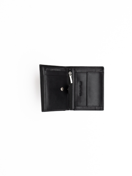 Cartera compacta de hombre en piel pura con cremallera interior