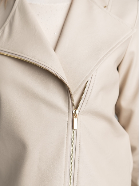 Giubbino donna chiodo zippato in ecopelle martellata