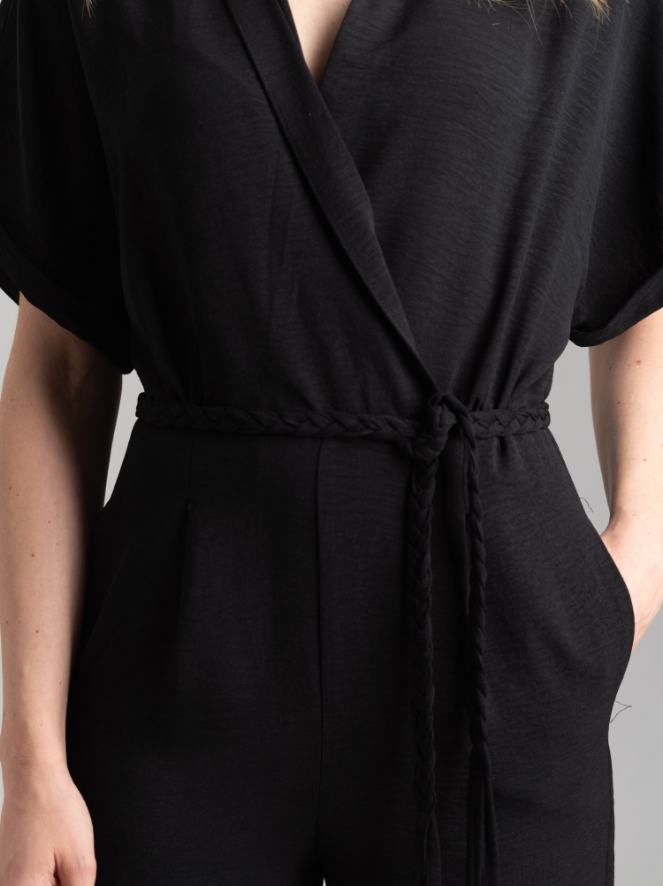 Tuta donna interna nera con manica scesa a kimono