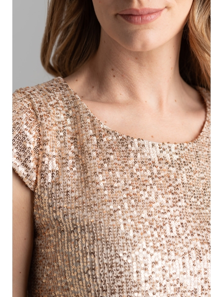 Top donna di paillettes beige