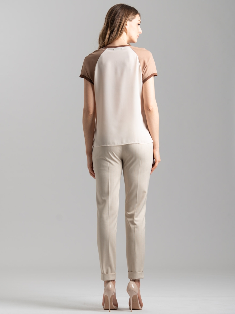 Camicia blusa donna con scollo a V a mezza manica