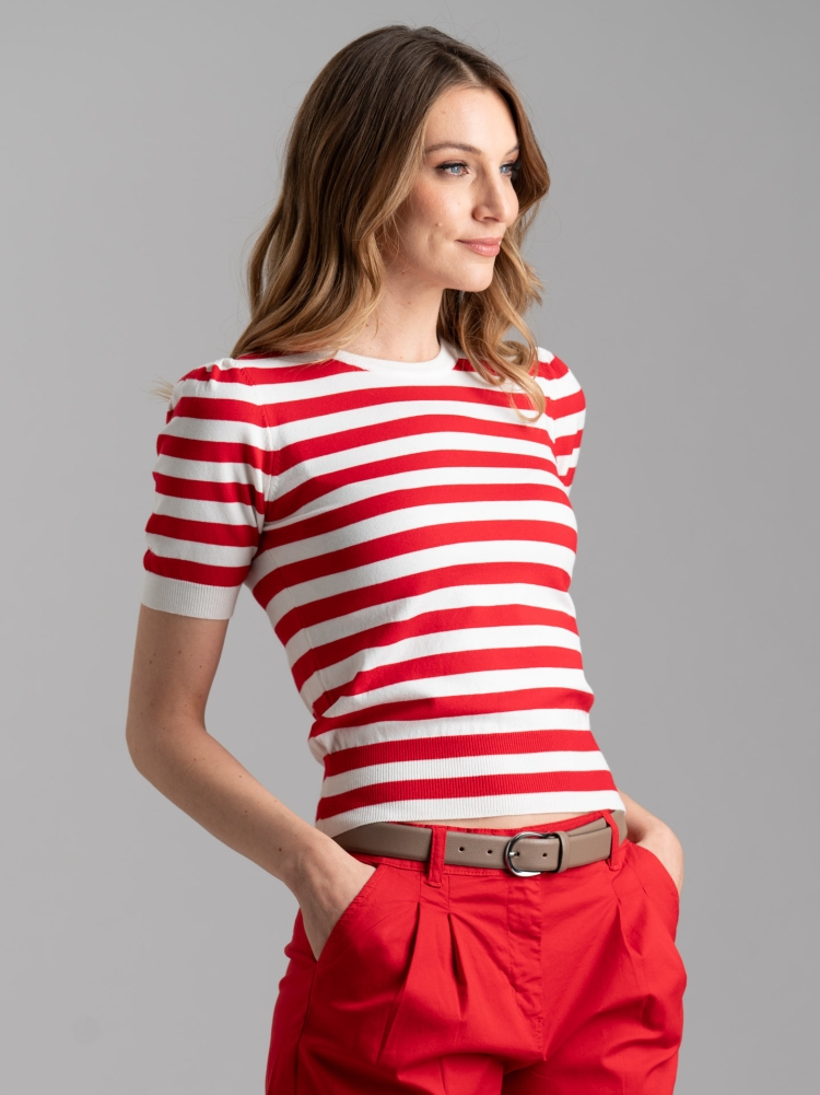 Maglia donna rigata a mezza manica