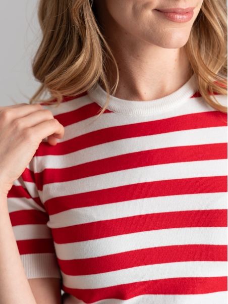 Maglia donna rigata a mezza manica