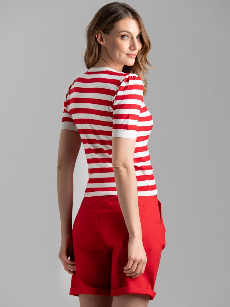 Maglia donna rigata a mezza manica