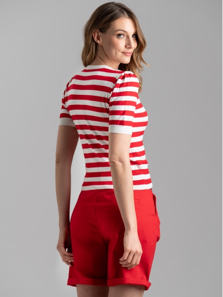 Maglia donna rigata a mezza manica
