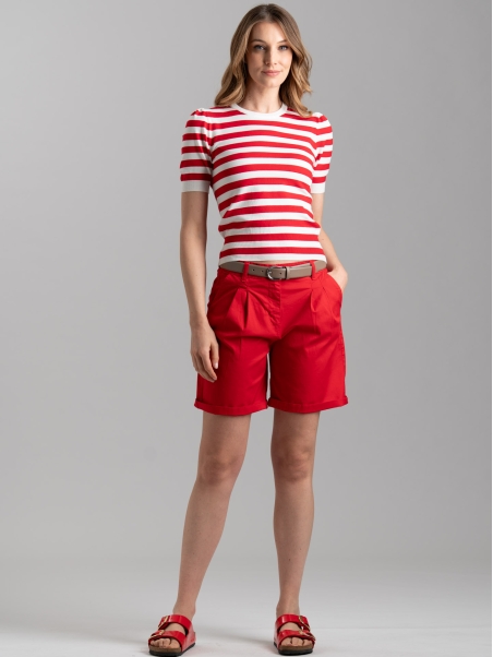 Maglia donna rigata a mezza manica