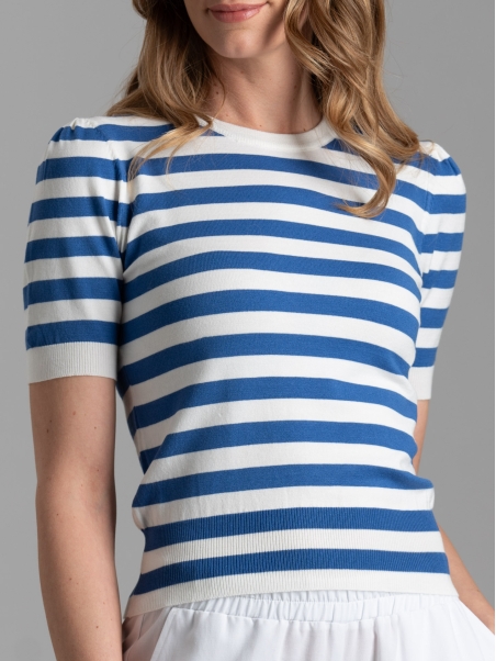 Maglia donna rigata a mezza manica