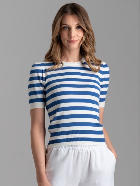 Maglia donna rigata a mezza manica