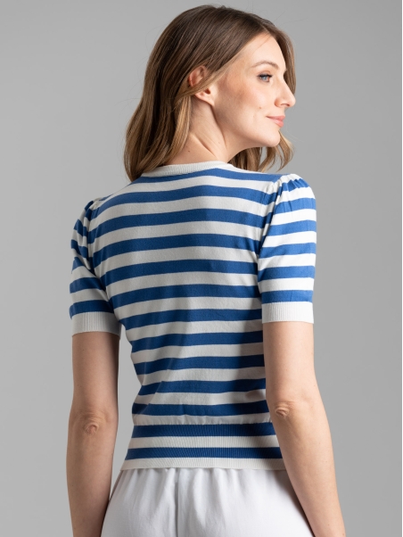 Maglia donna rigata a mezza manica