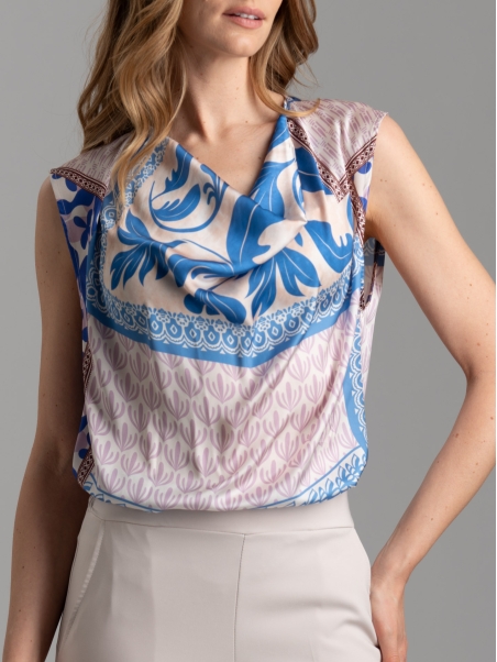 Camisa sin mangas de mujer con estampado patchwork