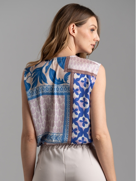Camisa sin mangas de mujer con estampado patchwork
