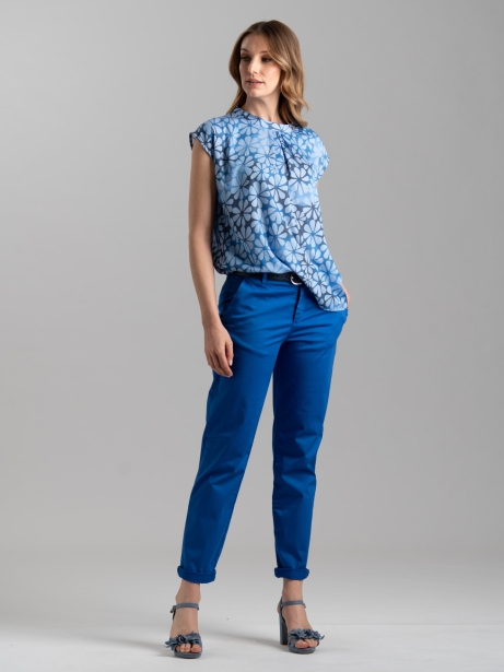 Pantalone donna chino in raso di cotone stretch tinto capo 2