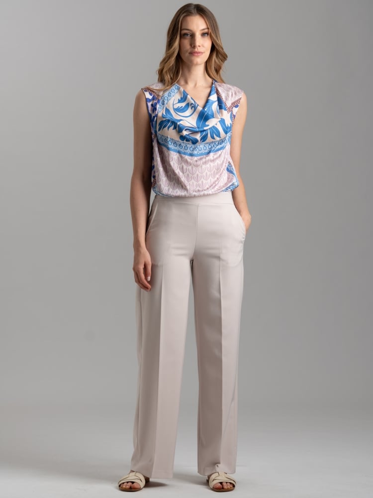 Pantalone donna a gamba dritta con mezzo elastico