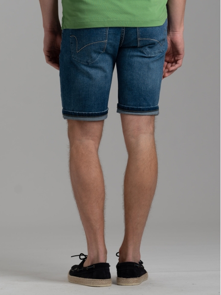 Bermuda uomo cinque tasche in denim con nastri applicati