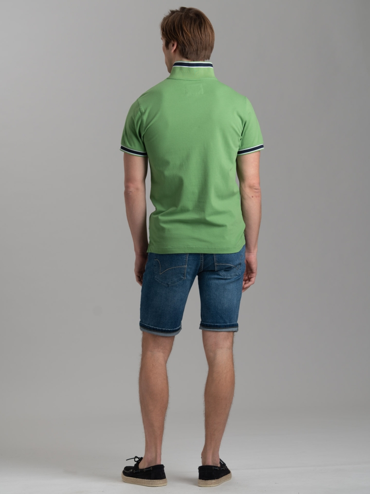 Bermuda uomo cinque tasche in denim con nastri applicati