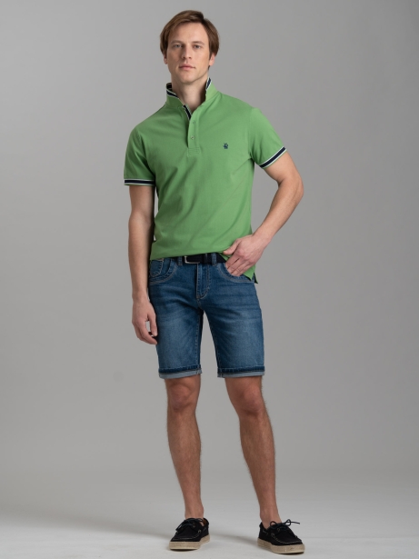 Bermudas vaqueras de cinco bolsillos para hombre con cintas aplicadas 2