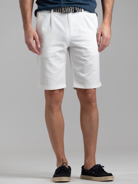 Bermuda uomo misto lino con dettagli colorati