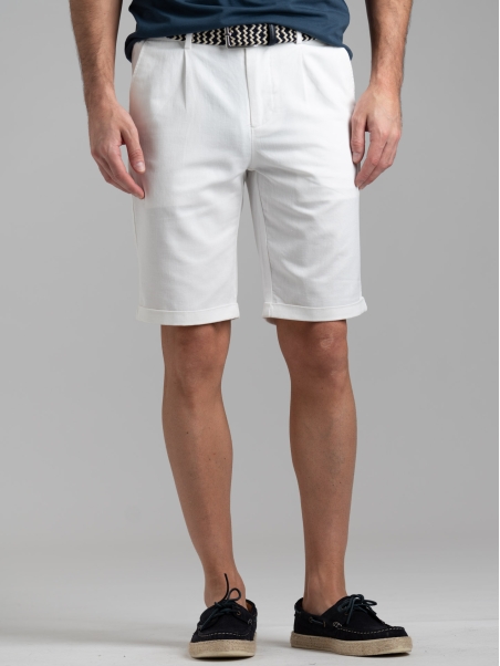 Bermuda uomo misto lino con dettagli colorati