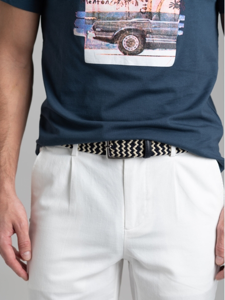 Bermuda uomo misto lino con dettagli colorati