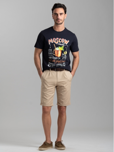 Bermuda uomo misto lino con dettagli colorati