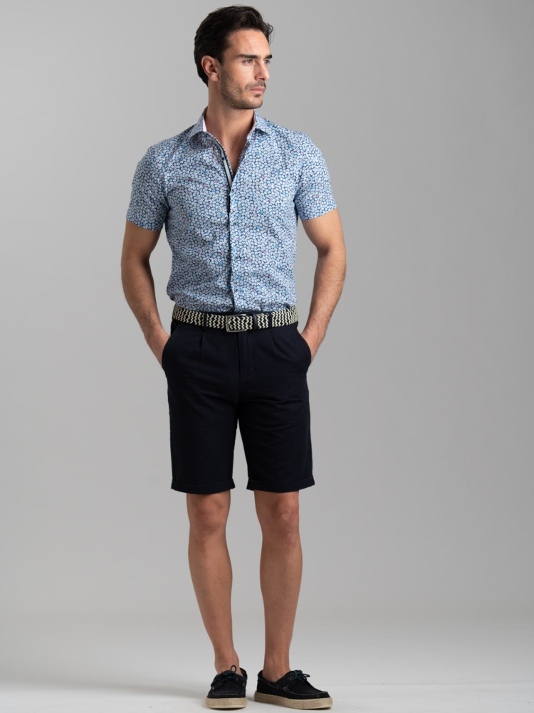 Bermuda uomo misto lino con dettagli colorati