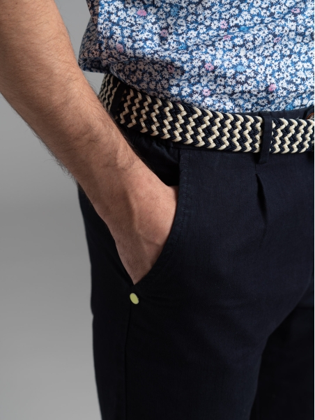 Bermuda uomo misto lino con dettagli colorati