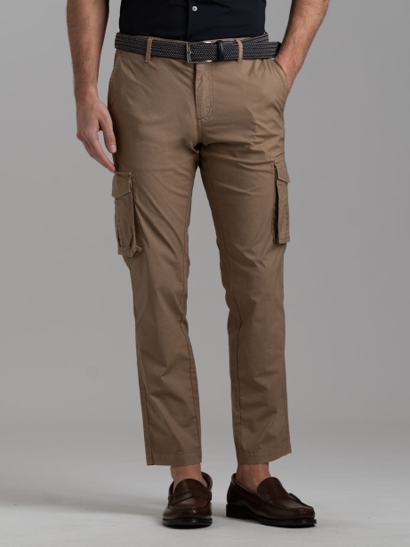 Pantalone uomo cargo in popeline super light con coulisse