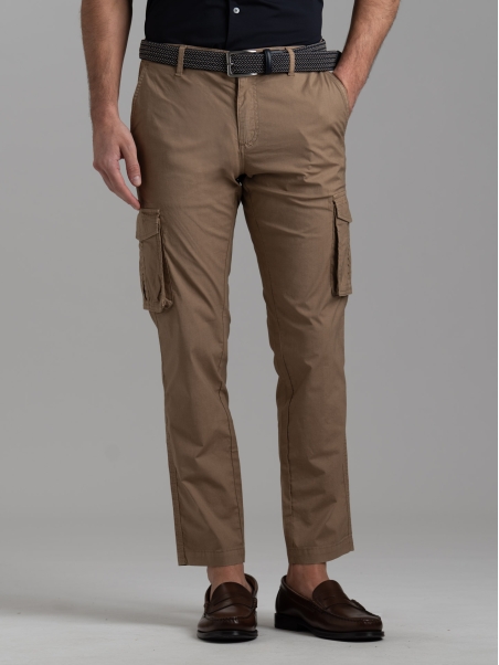 Pantalone uomo cargo in popeline super light con coulisse