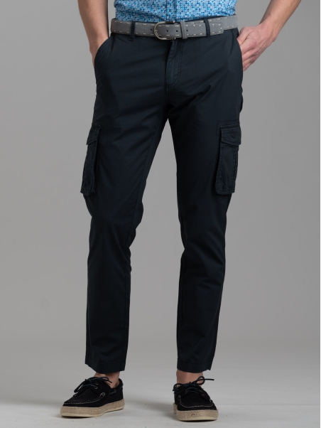 Pantalone uomo cargo in popeline super light con coulisse