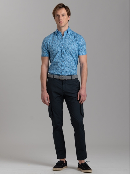 Pantalone uomo cargo in popeline super light con coulisse