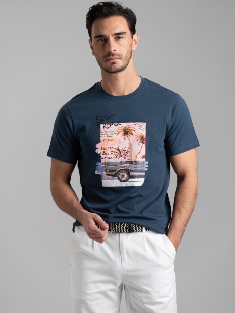 T-shirt uomo con stampa serigrafica "Saint Tropez"