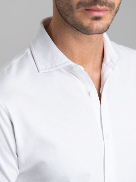Camicia uomo mezza manica in jersey con collo semi francese