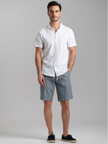 Camicia uomo mezza manica in jersey con collo semi francese