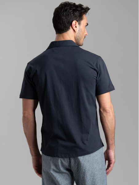 Camicia uomo mezza manica in jersey con collo semi francese