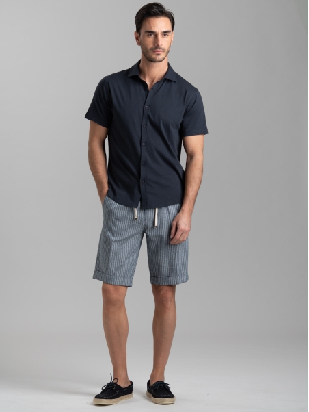 Camicia uomo mezza manica in jersey con collo semi francese